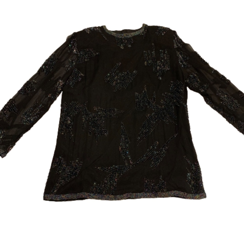 Vintage Odyssey silk and beaded blouse, Large